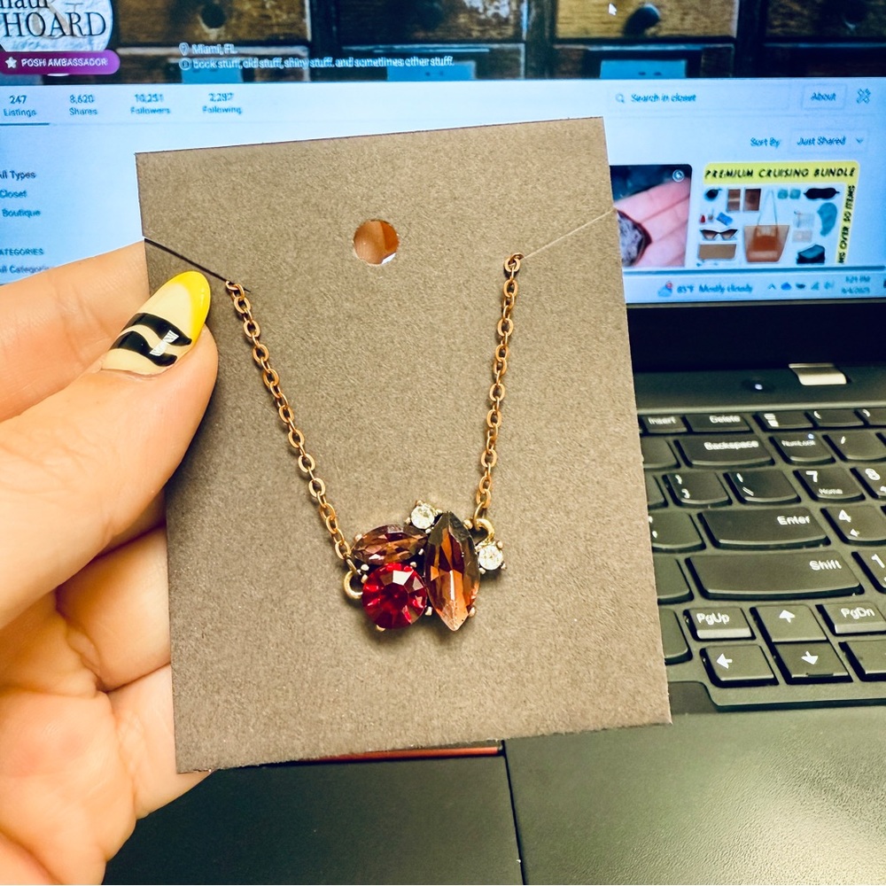 Multi-Stone Necklace on Antique Rose Gold Chain